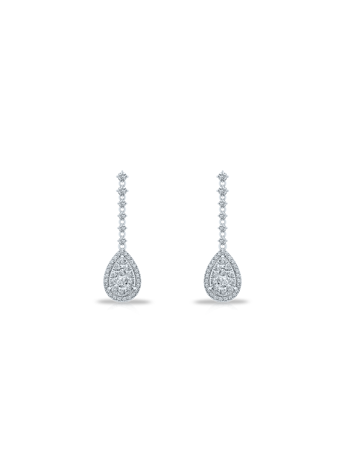 Lab Grown Diamonds Dangle Earrings-14K White Gold-ER 885-14W1